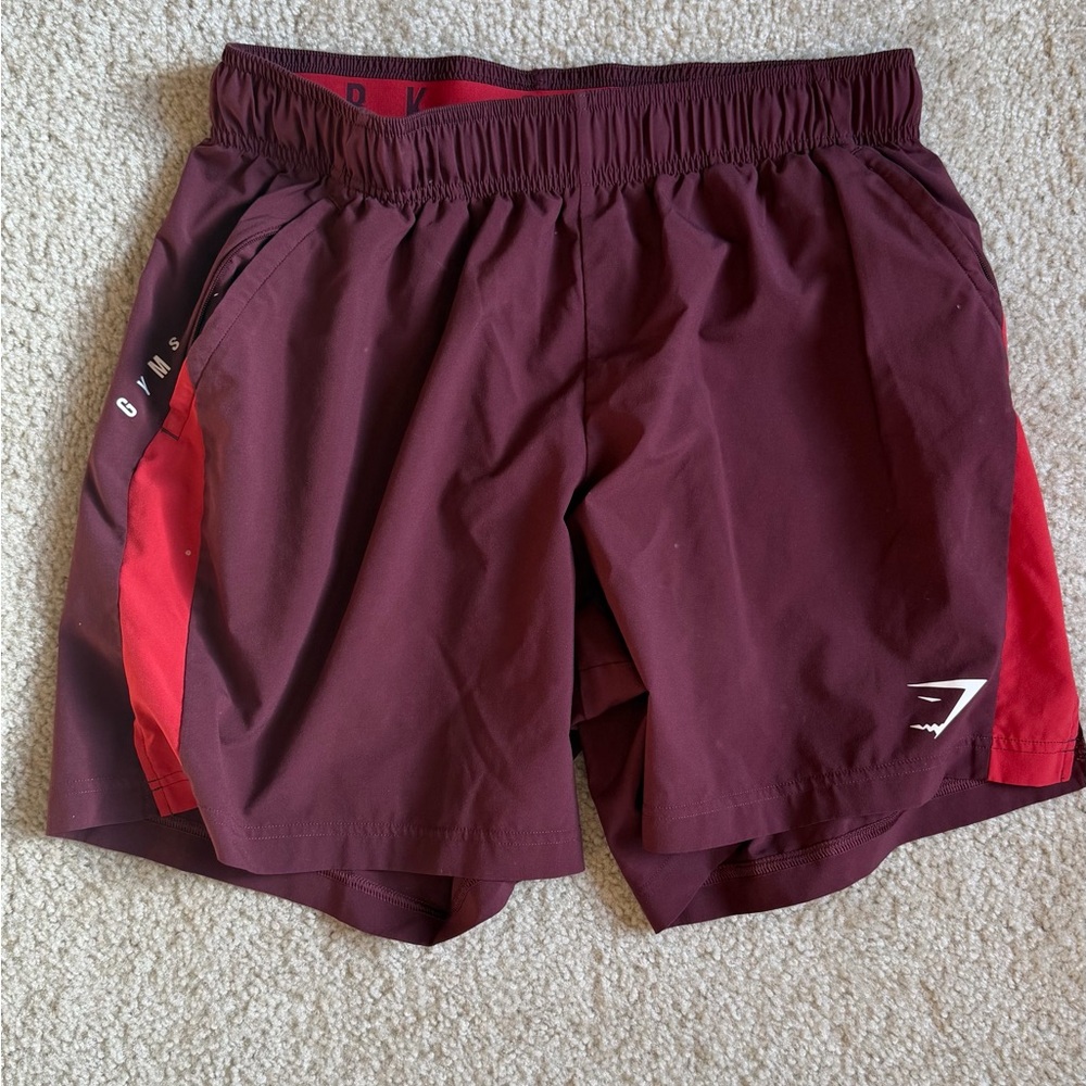 Gymshark Maroon and Red Athletic Shorts